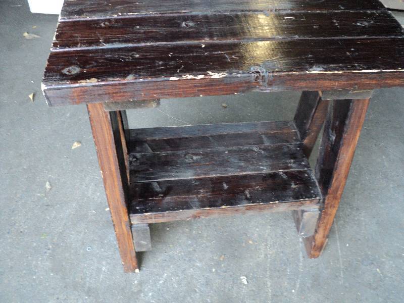 lot 359 image: wood bench end table...