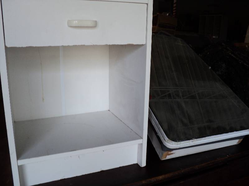 lot 360 image: white end table and white medicine ...
