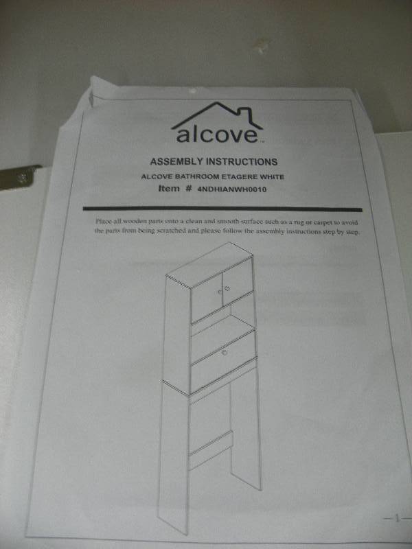 ALCOVE  Bathroom CABINET  ETAGERE WHITE, MSRP $59.99