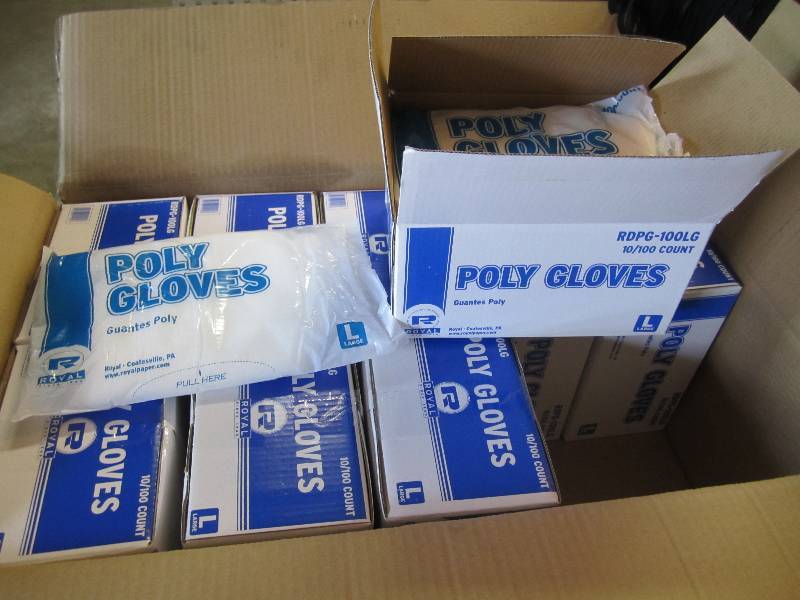 lot 3 image: Case with 9000 Poly Gloves 9 boxes ...