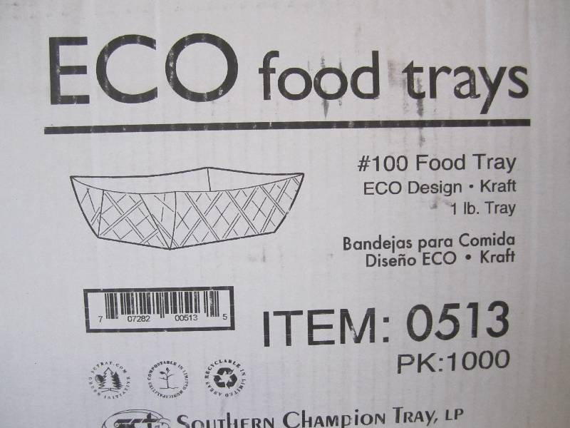 lot 203 image: Case of 1000 ECO Food Trays 1 lb. T...