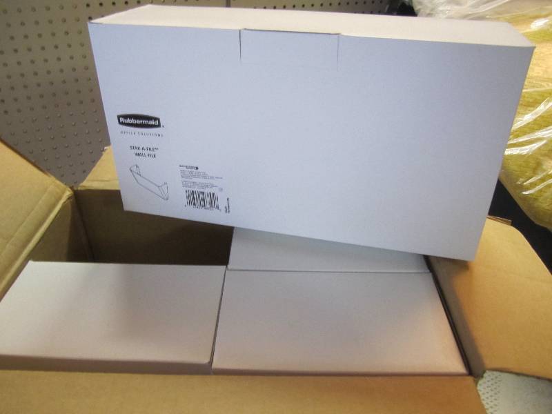 lot 209 image: Case of 4 Rubbermaid Stak-A-File Wa...