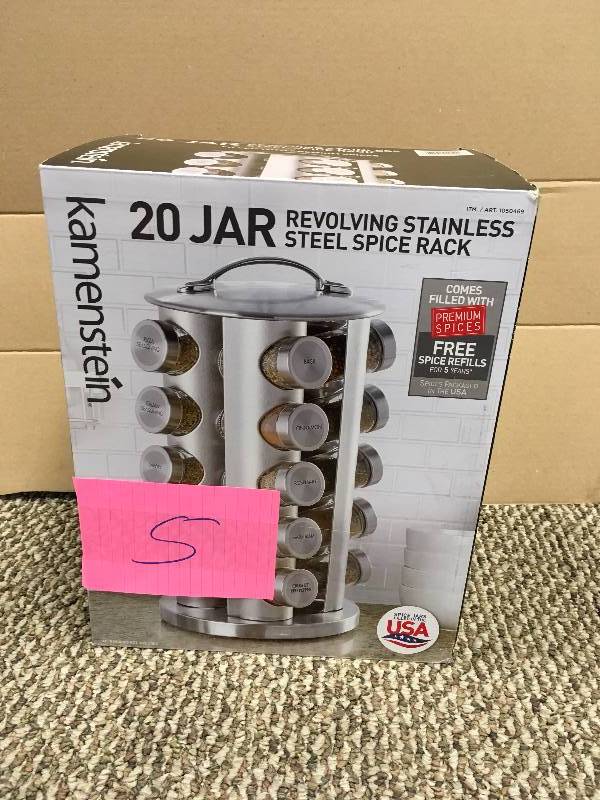 Kamenstein 20 Jar Revolving Stainless Steel Spice Rack Free Refills never used
