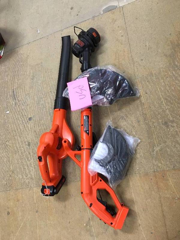 Blackdecker� 20V Max 1.5 Ah Cordless Lithium-Ion String Trimmer & Sweeper Combo Kit, LCC221, used