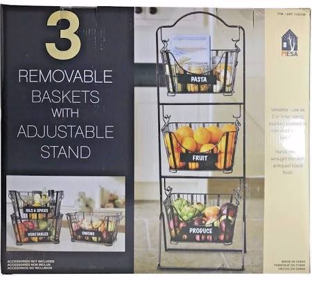 Mesa 3 Removable Baskets With Adjustable Stand Handcrafted Wrought never used