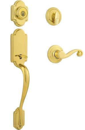 Kwikset Locks - Signature Arlington SmartKey Lifetime Polished Brass Single-Lock Keyed Entry Door Handleset never used MSRP $119