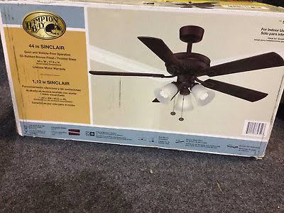 Hampton Bay Sinclair 44 In. Oil Rubbed Bronze Ceiling Fan never used