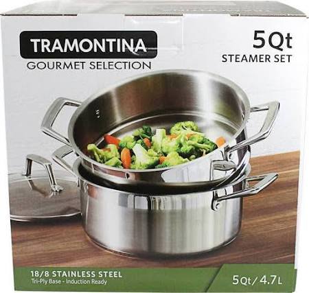 Tramontina, 5qt Steamer Set Stainless Steel nver used in box
