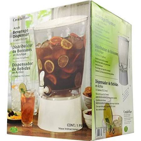 CreativeWare Acrylic 3.5 Gallon Beverage Dispenser, ClearWhite never used