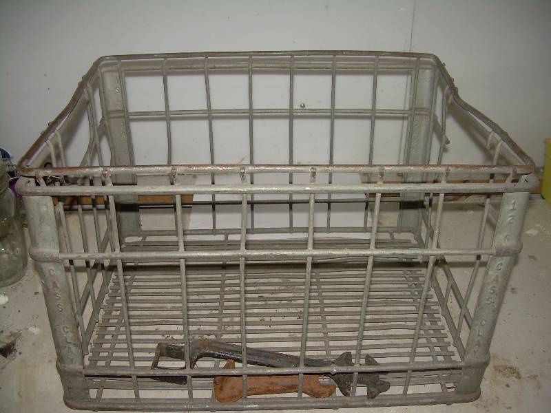 ANTIQUE METAL MILK CRATE