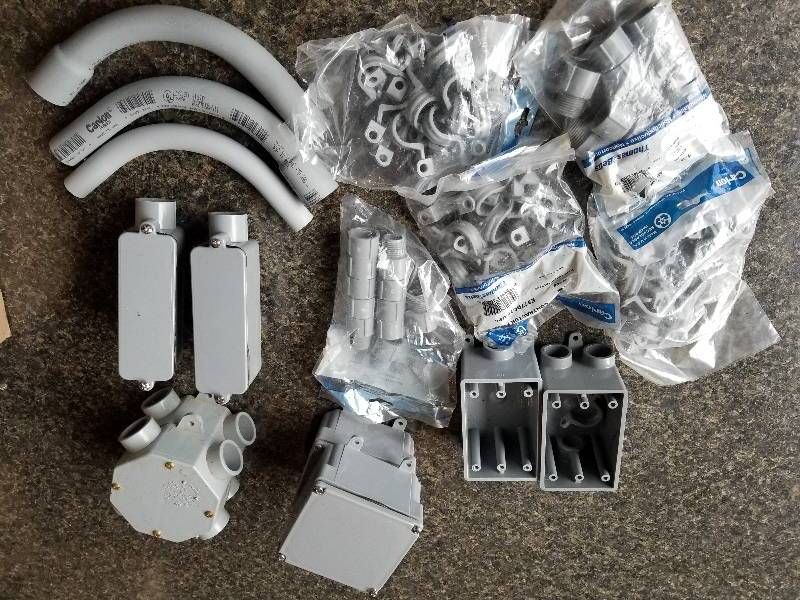 lot 110 image: Electrical - Lot - PVC 12 & 34 Boxes & Parts