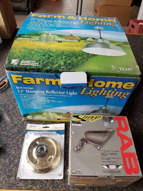 lot 97 image: Electrical - Lot - Misc Lighting - 14 Hanging Reflector Light, Shade Holder, Etc