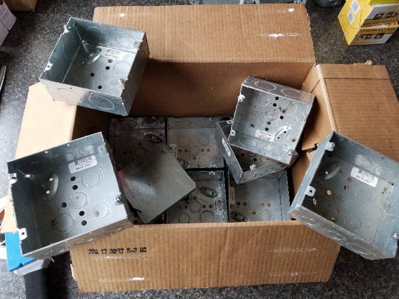 lot 102 image: Electrical - Lot - (11) 4 1116 Metal Electrical Boxes & Covers