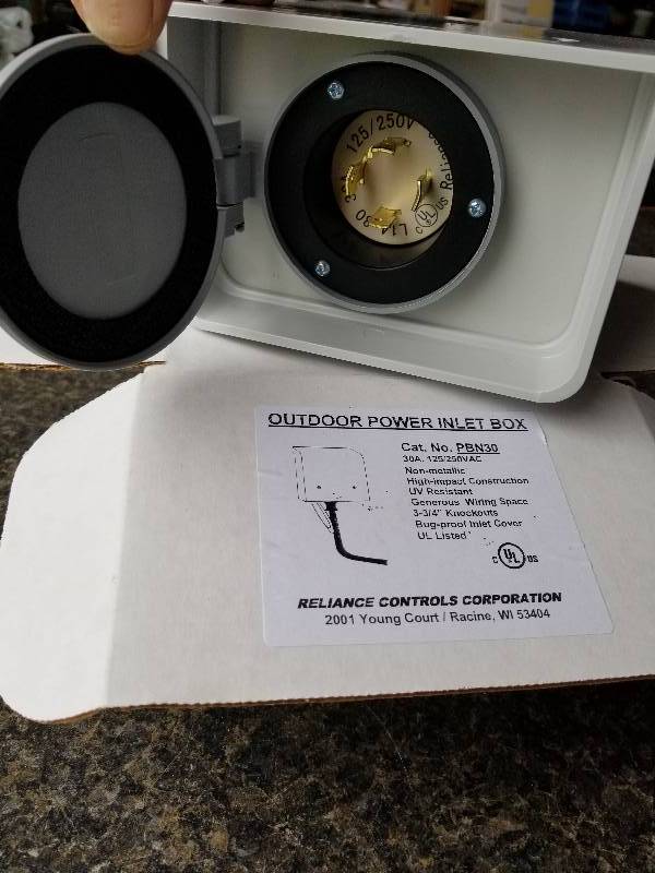lot 63 image: Electrical - Reliance Outdoor Power Inlet Box, PN PBN30