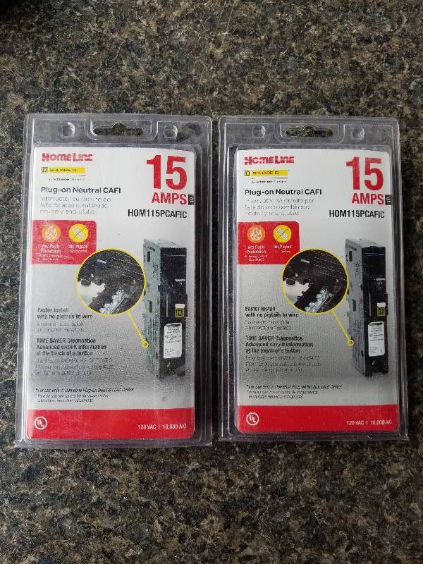 lot 64 image: Electrical - Lot - 2 Homeline Plug-on Neutral CAFI, 15Amp