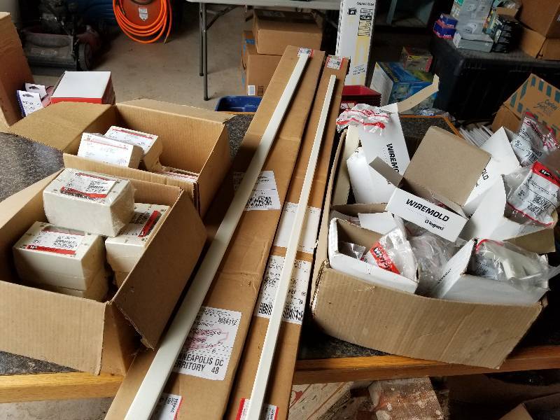 lot 43 image: Electical - Plastic Wiremold, Outlet Boxes, Corner Fittings & Accessories