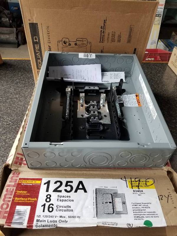 lot 57 image: Electrical - Homeline Circuit Breaker Load Center, 125Amp, 8 Spaces