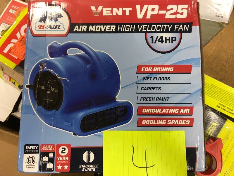 lot 4 image: Vent VP-25 Air mover high velocity not used
