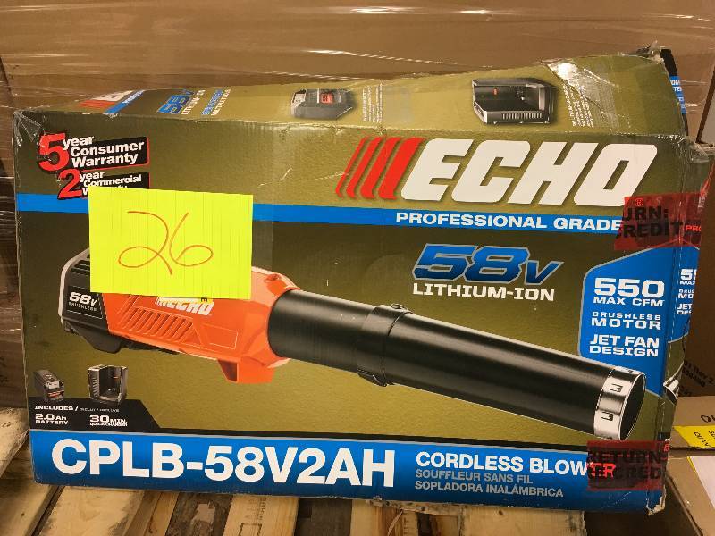 lot 26 image: ECHO CPLB-58V2AH Cordless Blower never used