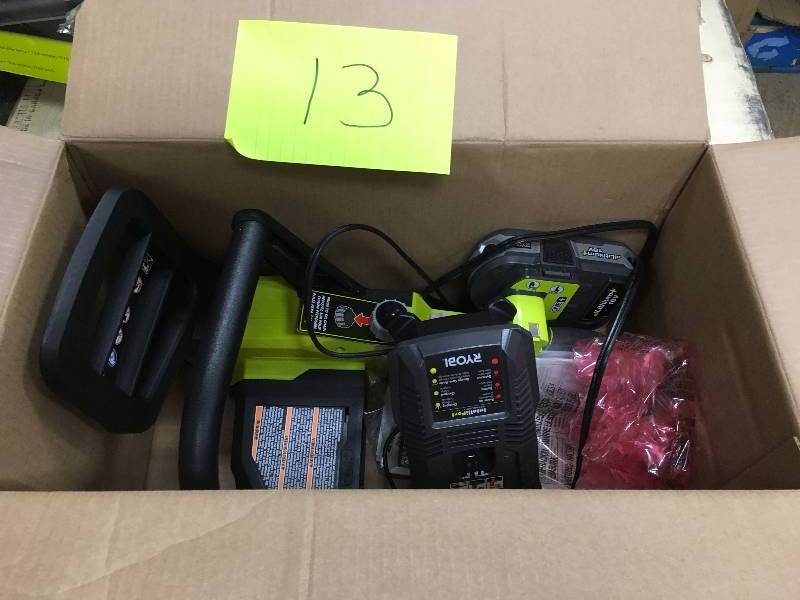 lot 13 image: Ryobi 18V 10 in Cordless Chain Saw