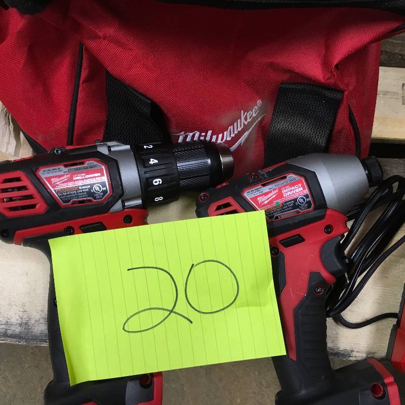 lot 20 image: Milwaukee 18V Drill driver and impact drill in like new condition