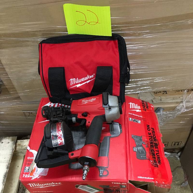 lot 22 image: Milwaukee Coil Roofing Nailer used in good working condition