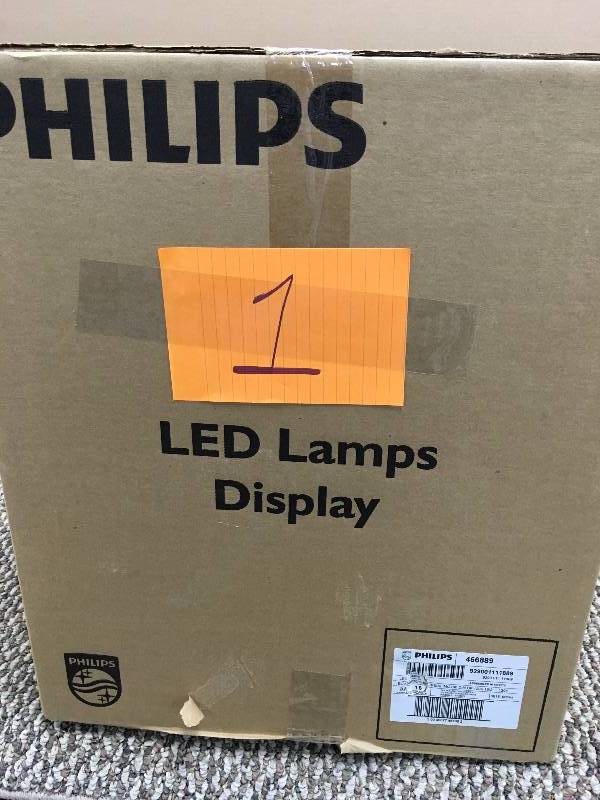 lot 1 image: Philips SlimStyle 65W LED Flood Lights, Soft White (32 bulbs in box) 456889  never used