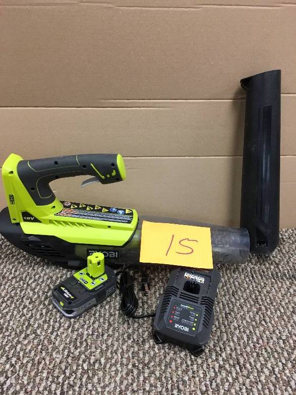 lot 15 image: Ryobi ONE 100 MPH 280 CFM Variable-Speed 18-Volt Lithium-Ion Cordless Jet Fan Leaf Blower - 4Ah Battery and Charger Included