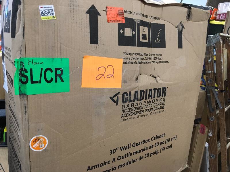 lot 22 image: Gladiator Premier Series 30 Wall GearBox GAWG302DRG - Graphite MSRP $200 never used in box