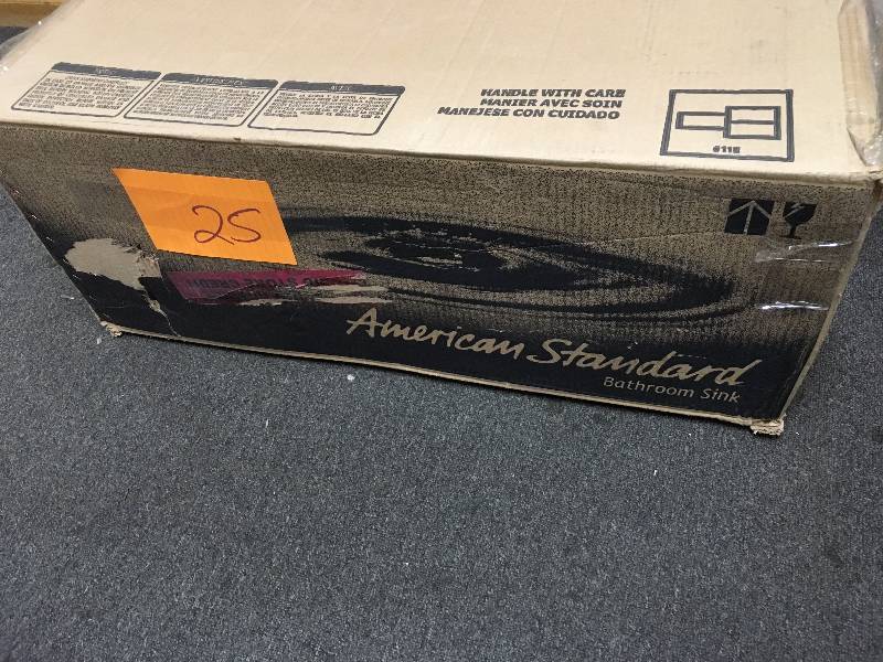 lot 25 image: American Standard Studio Rectangular Undermount Bathroom Sink in Linen never used in box MSRP $230