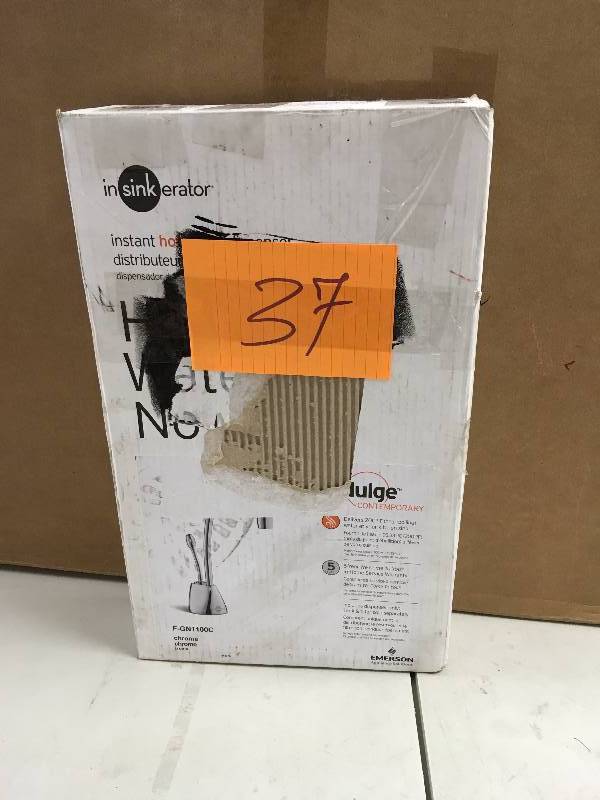lot 37 image: InSinkErator 44251 Indulge Contemporary Instant Hot Water Dispenser Faucet (Chrome) never used MSRP $200