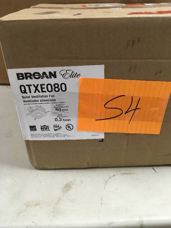 lot 54 image: Broan QTXE080 Bathroom Fan never used in box MSRP $70