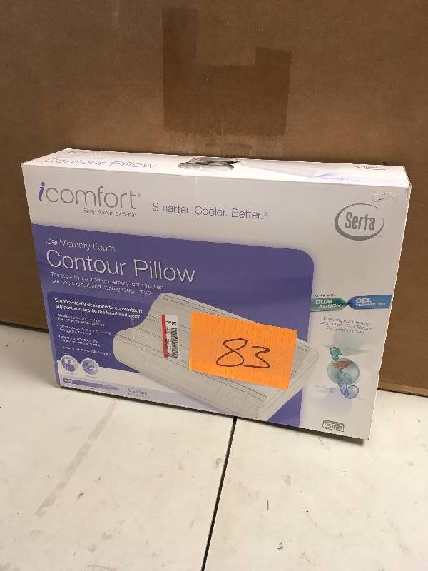 lot 83 image: Serta iComfort Contour Gel Memory Foam Pillow never used MSRP $200