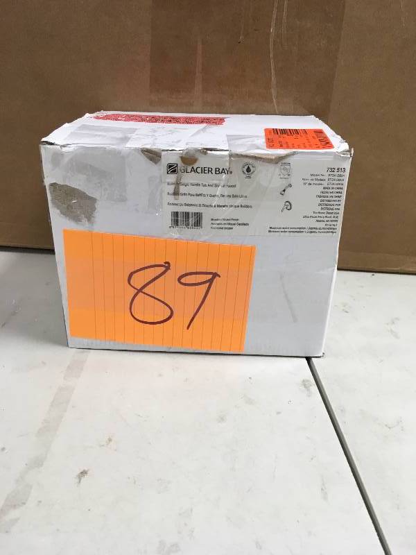 lot 89 image: Glacier Bay Builders Single-Handle 1-Spray Pressure Balance Shower Faucet in Brushed Nickel never used in box MSRP $99