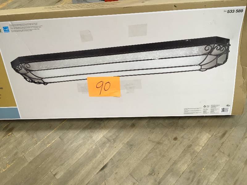 lot 90 image: Hampton Bay Saguro 4-light Russet Fluorescent Ceiling Flushmount never used in box