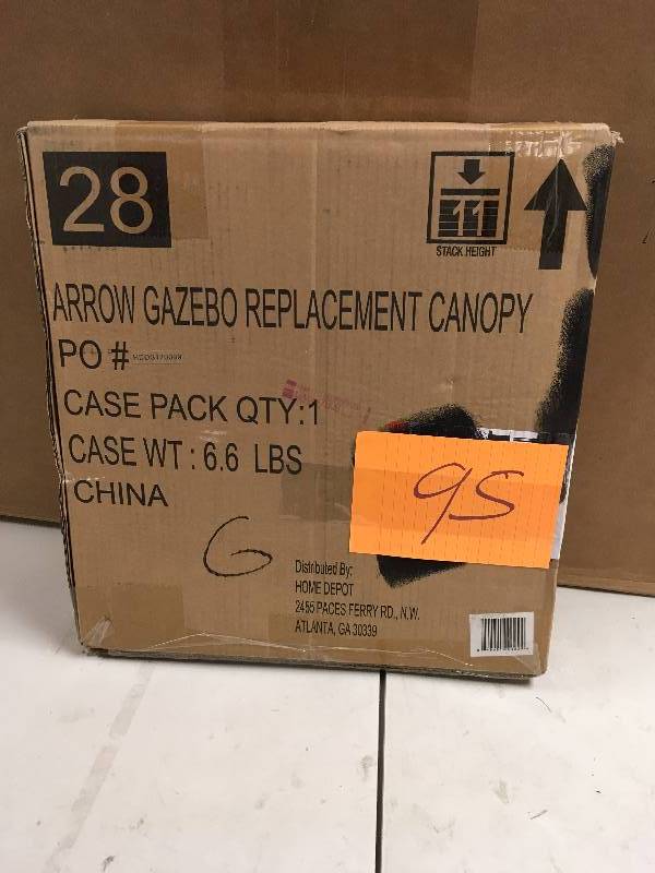 lot 95 image: Hampton Bay Canopies Replacement Canopy for 10 ft. x 10 ft. Arrow Gazebo 61821-CPY never used in box