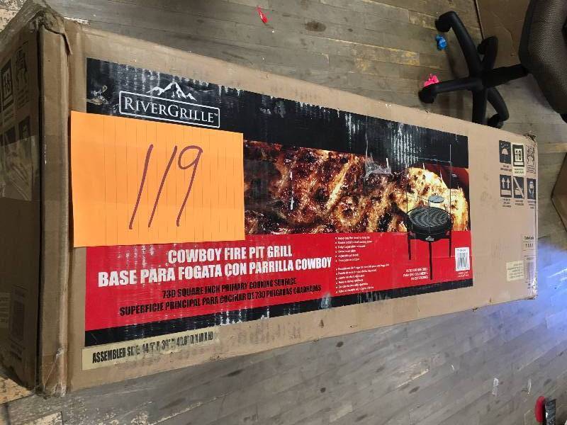 lot 119 image: Outdoor Charcoal Kettle Grill Fire Pit Rotisserie Adjustable Cooking never used in box