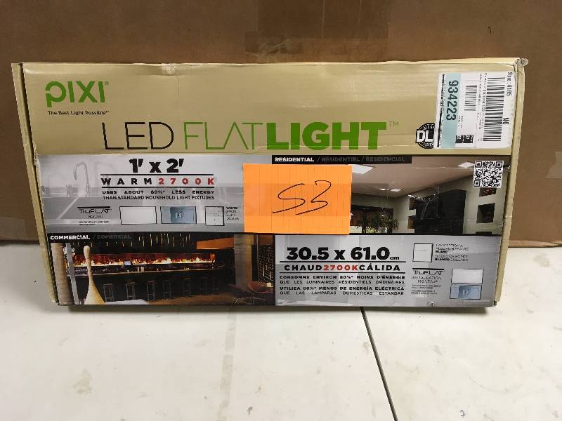 lot 53 image: Pixi 0.55 Thin 1x2 Dimmable Flatlight LED Luminaire, 2700k, Ceiling Light Fixtures,Powder coated steel, by Pixi Lighting never used in box