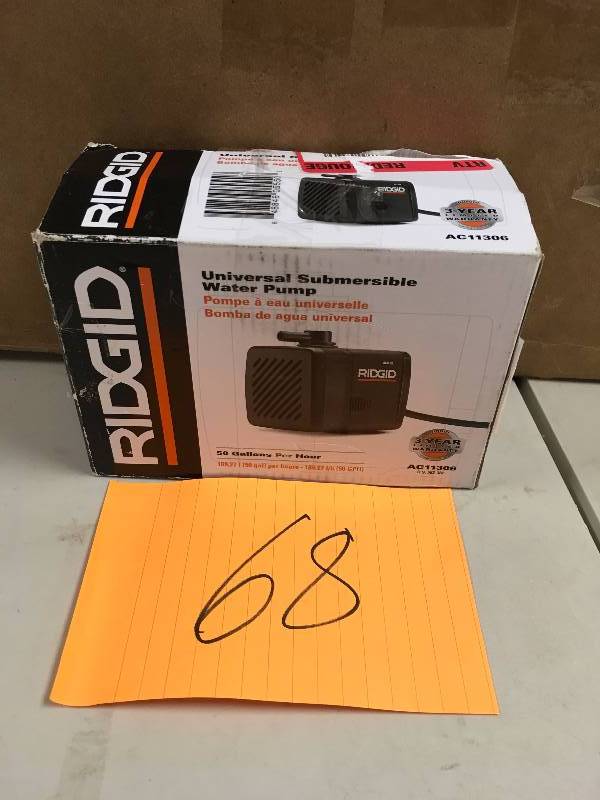 lot 68 image: Replacement Submersible Water Pump for Ridgid Tile Saws AC11306 never used in box