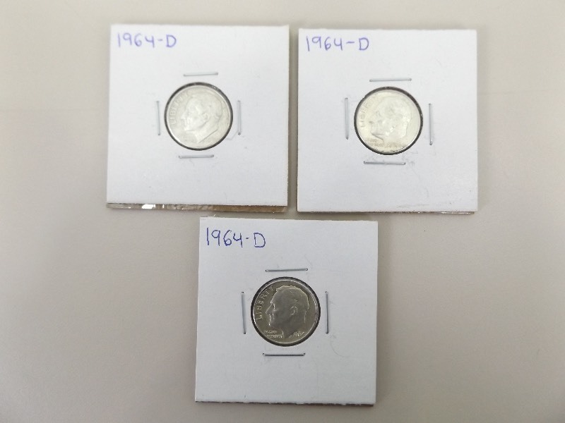 3 - 1964-D Roosevelt Dimes