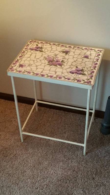 lot 47 image: Mosaic Table on Metal Base