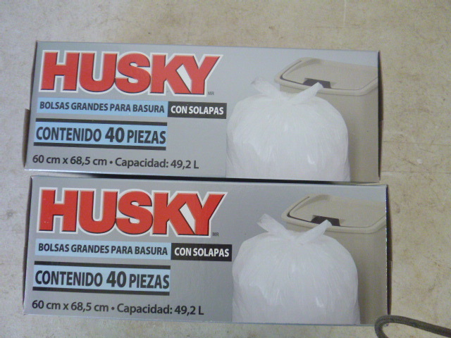 2 Boxes of Husky Kitchen Bags with Flap Ties