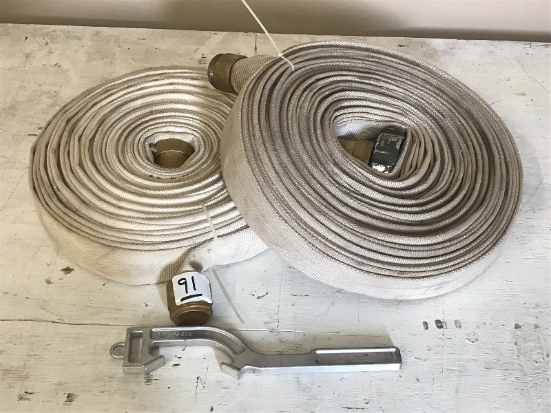 lot 91 image: (2) Fire Hoses With Accessories