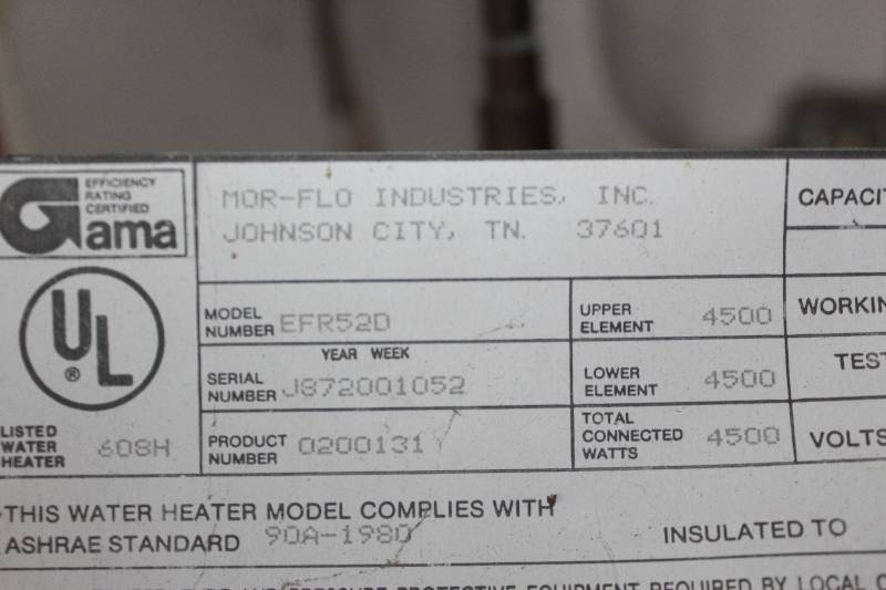 MorFlo 52Gallon Electric Water Heater Maple Lake Dairy Farm