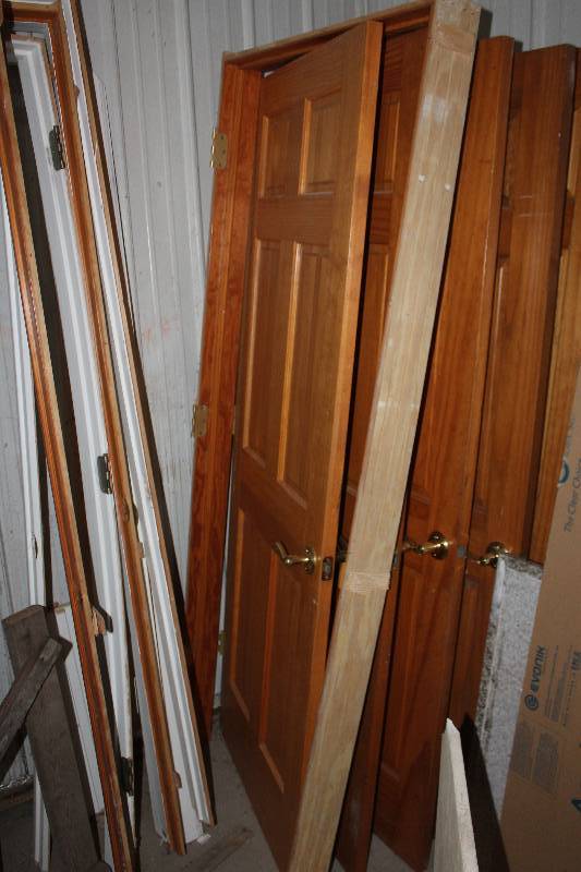 lot 12 image: Wood Interior 6-Panel Door w Frame, Hardware
