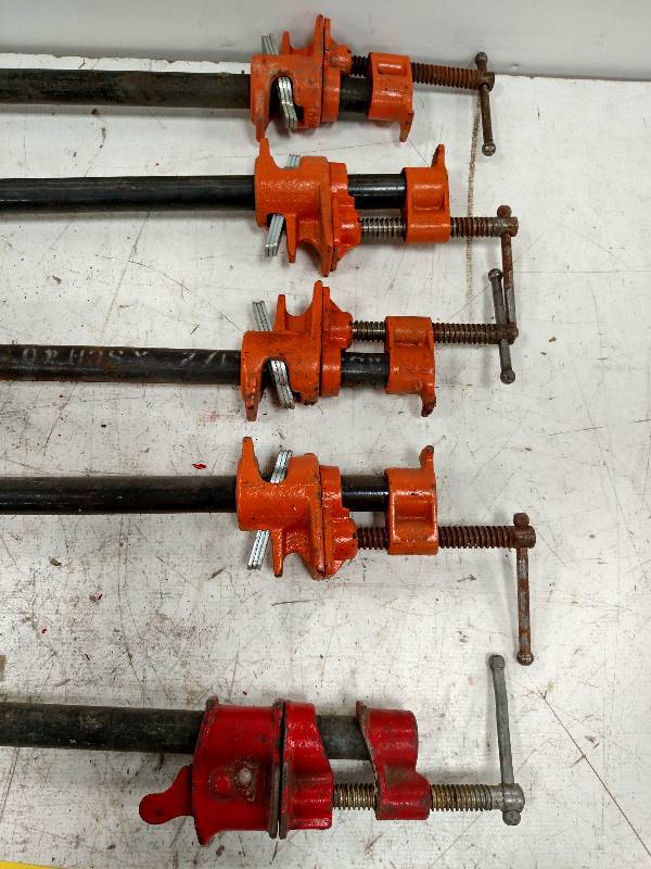 lot 156 image: (5) Pipe Clamps, (4) Pony 12 x 42...