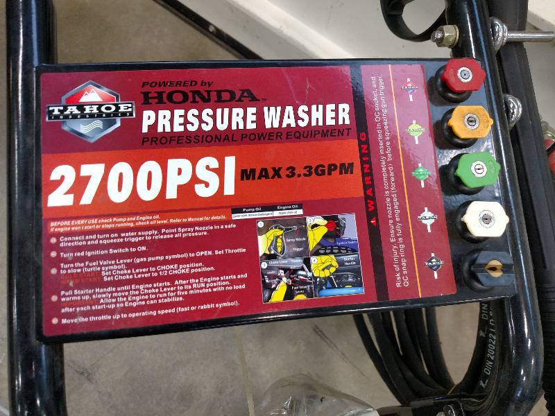 lot 45 image: Tahoe 2700 PSI Pressure Washer, Hon...