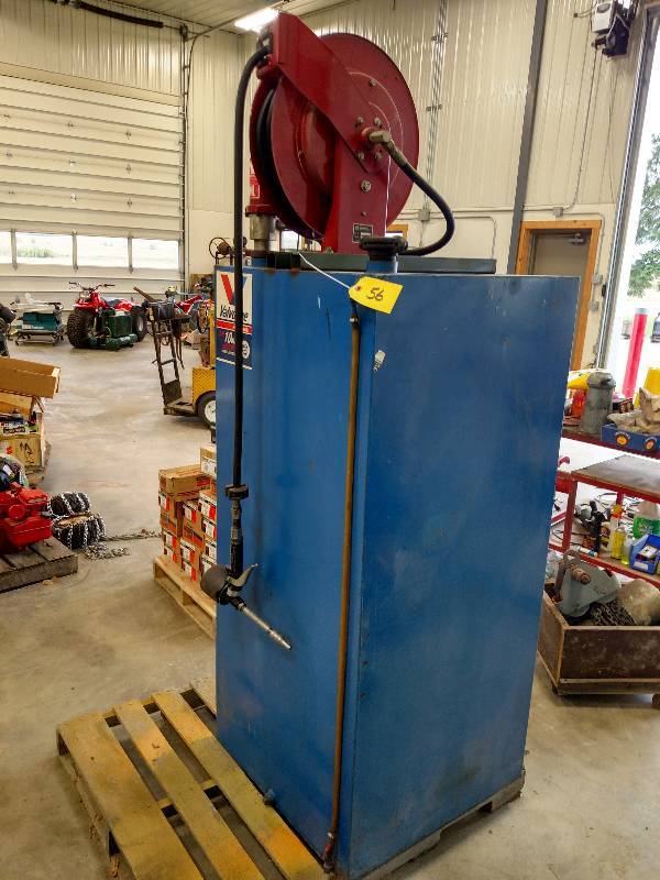 lot 56 image: Oil Tank with Alemite Hose Reel, Air...