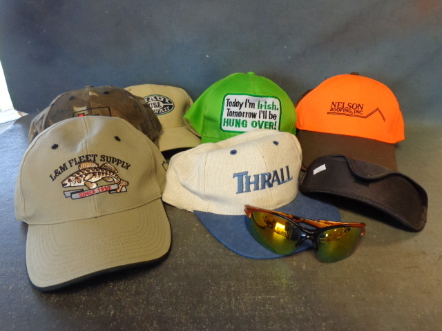 lot 35 image: Assorted Baseball Hats and 1 pair Sunglasses