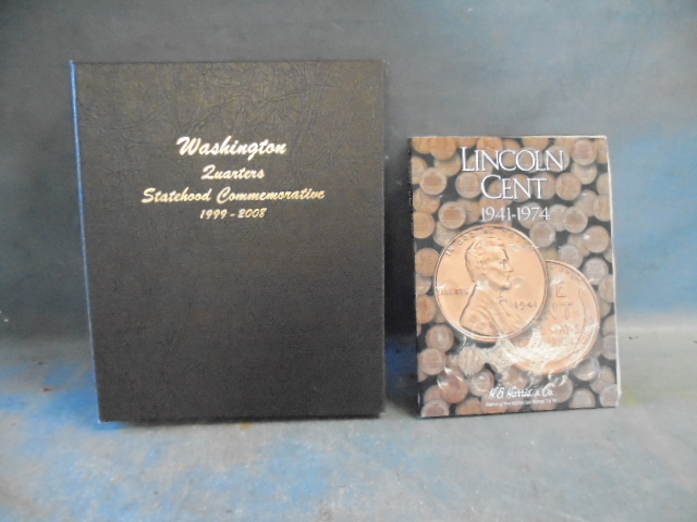 lot 86 image: Complete State Quarter Collectors Book and Lincoln Cent Book